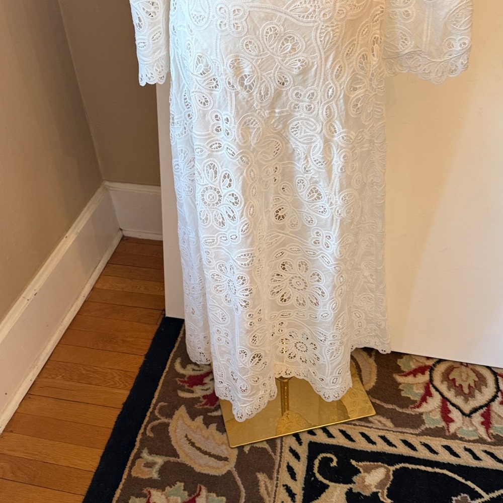 Zimmermann White Long-Sleeve Eyelet Lace Midi Dress - Picture 10 of 15